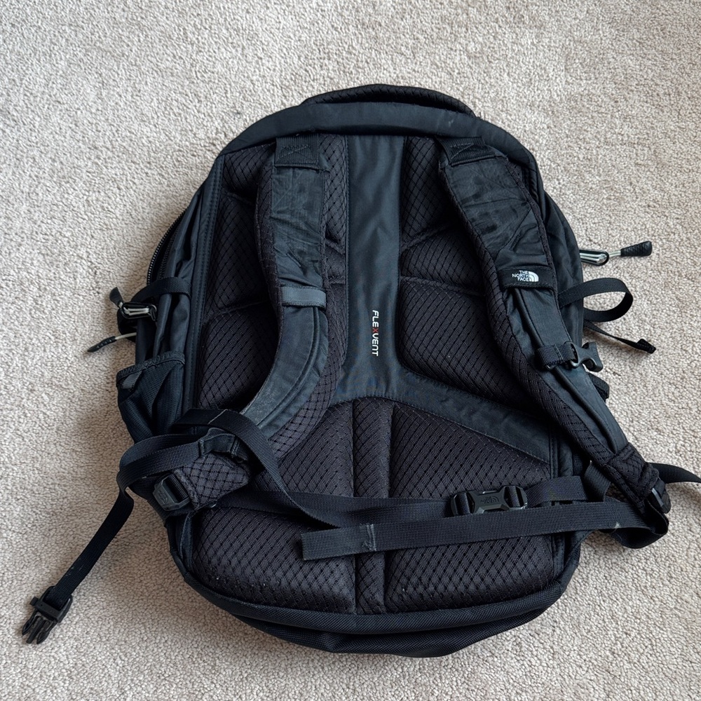 The North Face Black Backpack with White Bungee - Picture 2 of 8